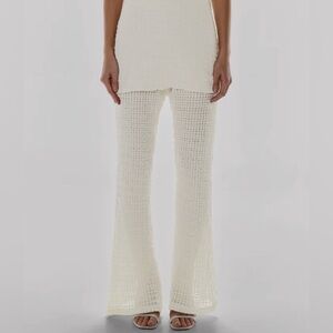 NWT BAOBAB Robin Ecru Bubble Waffle Knit Flare Leg Pants. Size XS